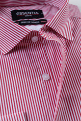 White & Red Stripe Men's Dress Shirt